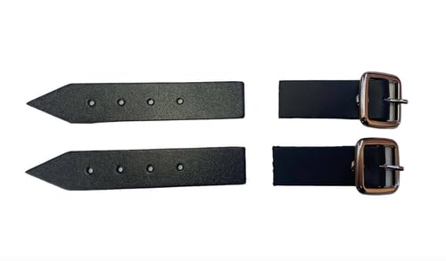 Black Kilt Straps & Chrome Buckles with Leather Tab 1 Inch 3cm Wide 1x - 20x