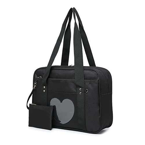 RAINBOW SMILE Ita Bag Heart Messenger Japanese School Bag Kawaii Large Anime Shoulder Handbags (2101-Black)