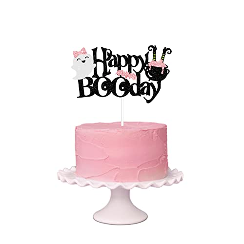 Nanagali Happy Boo Day Cake Topper Pink And Black Girl Halloween Birthday Cake Topper, Girl Halloween Birthday Party Decorations, Pink Halloween Cake Decorations #TOP5