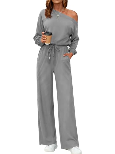 chicyes Women's Jumpsuits Dressy Long Sleeve One Off The Shoulder