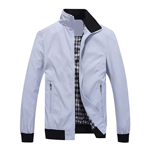 Men's Fashion Business Solid Stand-Up Collar Casual Large Zip Jacket Jackets Men Children, gray, XL