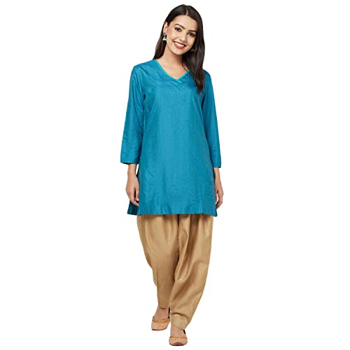 Image of Fabindia Women Tussar Elasticated alwar Viscose Beige