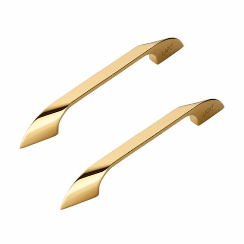 Image of LAPO 6 Inch Handles for Kitchen Drawers and Wardrobes, Suitable for Cupboard Use, Scratch Free Surface, Easy Fit & Long Lasting Use, 3 Years Warranty (160mm, PVD Gold Finish, Pack of 2) - Twist