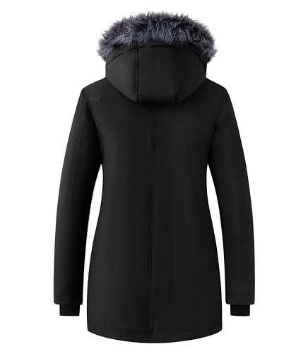 wantdo Women's Winter Coat Waterproof Puffer Jacket Thicken Parka with Fur Hood2