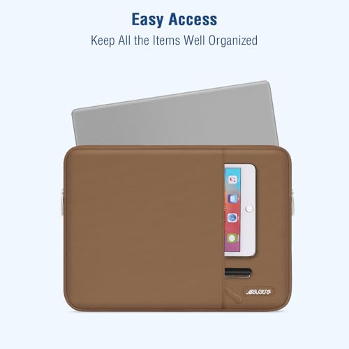 Image of MOSISO Laptop Case 13.3 inch, 13-13.3 inch Laptop Sleeve Compatible with MacBook Air /Pro 13 /Pro 14 M5 M4 M3 M2 M1, HP Dell ASUS Lenovo,Polyester Vertical Computer Sleeve Bag with Pocket, Mocha