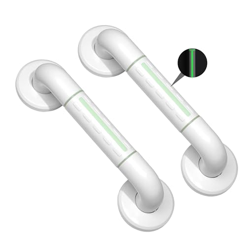 Oruiiju Lot de 2 Barres d'appui de salle de bain en acier inoxydable 304 avec poignée antidérapante- Barre D'Appui Avec Fluorescence 30cm，pour baignoire,toilettes, salle de bain, rampe d'escalier