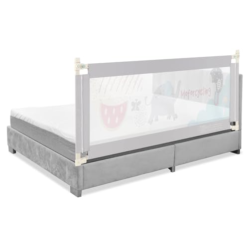 FANTASK Barrera para Cama Infantil de 175 cm, 24 Niveles de Altura Ajustable, Vertical hacia Arriba y Abajo, protección anticaída sin Costuras, Rejilla para bebés con Doble Cierre y Cremallera