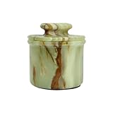 Green Onyx Butter Keeper - Round Marble Butter Dish for Countertop, 4