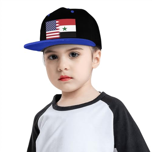 American Flag and Syrian Flag Children's Flat Brimmed Hip-hop Hat Flat Eave Sunscreen Duckbill Cap Headgear4
