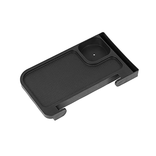 PEWETE リクライニングカップホルダー 飲料トレイ ユニバーサル アクセサリースロット付き キャンプアクセサリー ドリンクホルダー パティオチェア 釣り ピクニック 芝生 庭用, ブラック