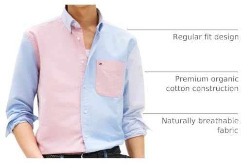 Image of Tommy Hilfiger Men's Long Sleeve Oxford Shirts in Regular Fit, Men's Button Down Shirts, Also Available in Big and Tall