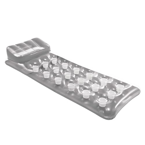 Intex 58894EU - Materassino Gonfiabile Mare 18 Buchi con Cuscino, Vinile,Grigio, 188x71 cm