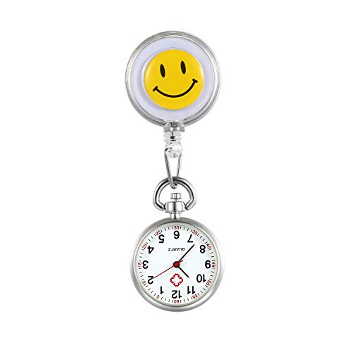 LANCARDO Uhren, Krankenschwester Armbanduhr FOB-Uhr Damen Lächeln Digitale Analog Revers Stretch Taschenuhr (Weiss)