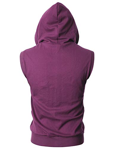 Image of Ohoo Mens Slim Fit Sleeveless Lightweight Zip Up Hooded Sweatshirt Vest Hoodie