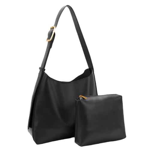 Bolso de hombro de cuero PU para mujer, tote retro grande vegano miniatura 1