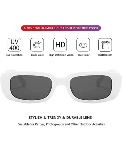 Image of Retro Rectangle Sunglasses for Women & Men | UV400 Protection | Trendy Thick Frame Fashion Eyewear | Lightweight Casual Shades | Black & White Combo Pack