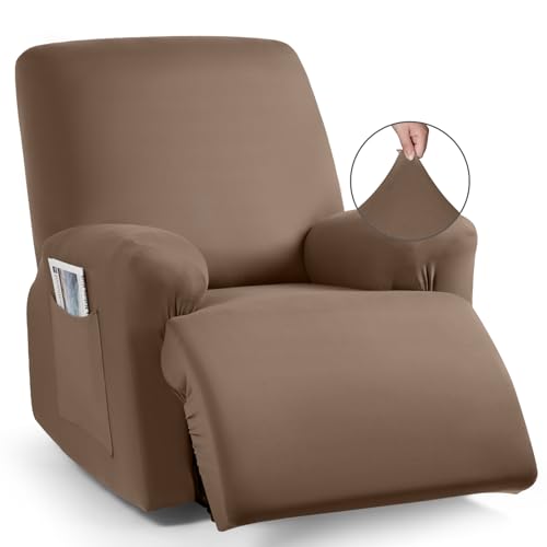 Image of TAOCOCO Recliner Chair Covers 4-Pieces for Oversized Recliner, Stretch Recliner Slipcover for Large Recliners Washable Polyester Soft Fabric Furniture Protector (Oversized Recliner, Light Coffee)