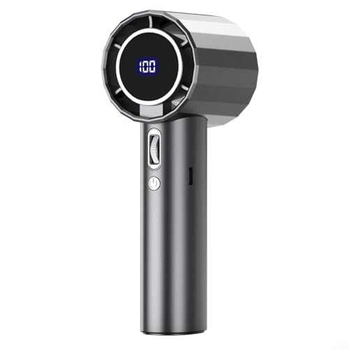 Ventilador portátil de camping, mini ventilador de mano recargable por USB de 1200 mAh, con pantalla LED, múltiples ajustes de velocidad para uso en interiores y exteriores (negro)