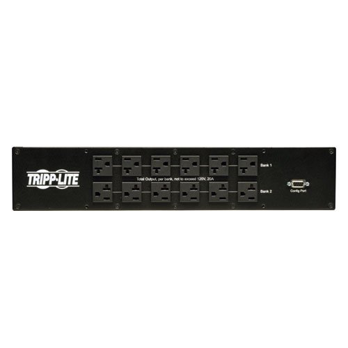Tripp Lite Metered PDU with ATS, 30A, 25 Outlets (24 5-15/20R, 1 L5-30R), 120V, 2 L5-30P, 2 10 ft. Cords, 2U Rack-Mount Power, TAA (PDUMH30AT) , Black