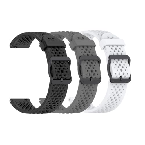 Waekethy Bands for Garmin Venu 3/Venu 2, Soft Silicone 22mm Wristband Breathable Smartwatch Watch Strap Sports Replacement Band Compatible with Amazfit Bip 5/GTR 4/GTR 3 (Black+white+gray)