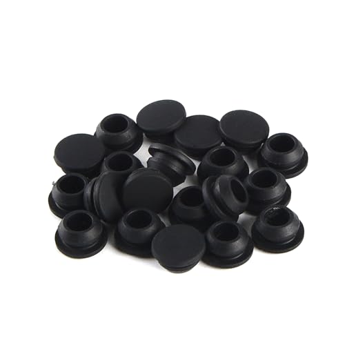 Image of RUIAN 20 Pcs Silicone Plugs, Waterproof Tapered Round 9mm Hole Stoppers, Hole Stoppers Waterproof Hole Plug for Metal Tube, Black.