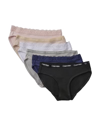 Calvin Klein Girls' Bikini with Lace Band 6 Pack
