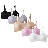 ZEILINGERY Bras for Girls Training Cotton Bras Wireless Light Padded Sports Bra 8-16 Years Girl's (as1, Age, 8_Years, 12_Years, 5-Color, M)