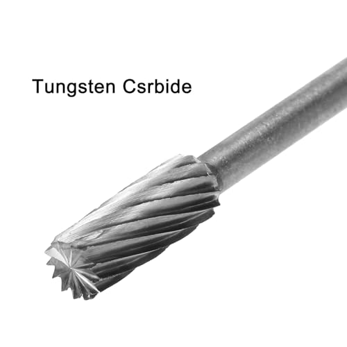 QUARKZMAN Wolframkarbid-Drehfeilen 1/8 Schaft, einseitig geschnitten, zylindrisch mit abgerundetem Ende, rotierende Fräswerkzeuge 5 mm Durchmesser, 4 Stück