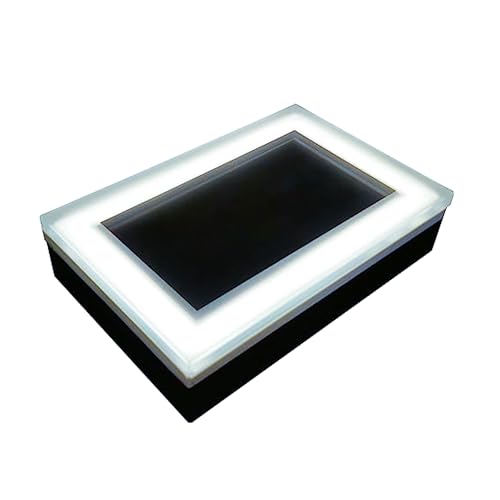 LUMENGY Solar Paver Light 6×9 inch, 5000K, Up to 20 Hours Continuous Lighting, Stainless Steel, Thick Glass, Glare-Free Illumination for Driveways, Pathways & Garden, Waterproof & Drive-Over Rated