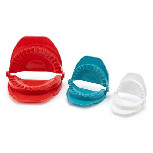 Daowzdql 3 Piece Dough Press Set, Plastic Pastry Shaper With Crimped Crust Edges, Set Of 3 Pies, Empanadas & Dumplings Press, Easy To Use, Durable Kitchen Tools - 4, 5 & 6 Inch (Red Green White)
