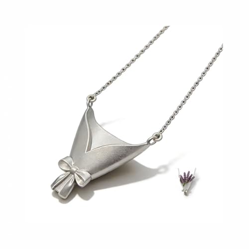 keekingdom Silver Flower Bouquet Vase Pendant Necklace (Silver matte)