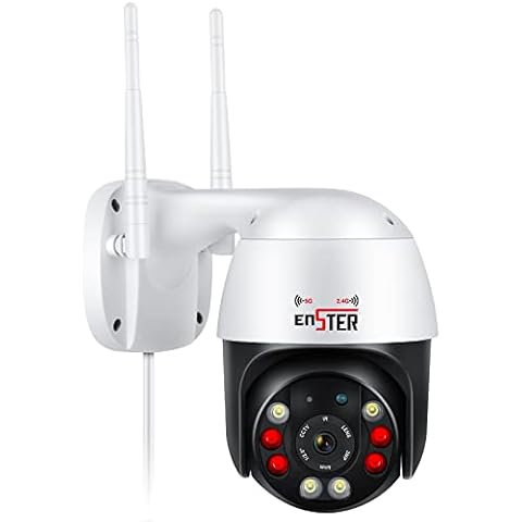 ENSTER 2.4G/5G Security Camera Outdoor, 5Ghz WiFi Camera, PTZ IP Surveillance Camera for Home Security, Human Detection, Auto Tracking, Color Night Vision, 2-Way Audio, IP66 Waterproof Cover