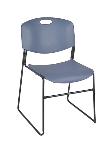 Image of Regency Kobe 72 x 24 in. Mobile T-Base Training Table- Maple, 2 Zeng Stack Chairs- Blue