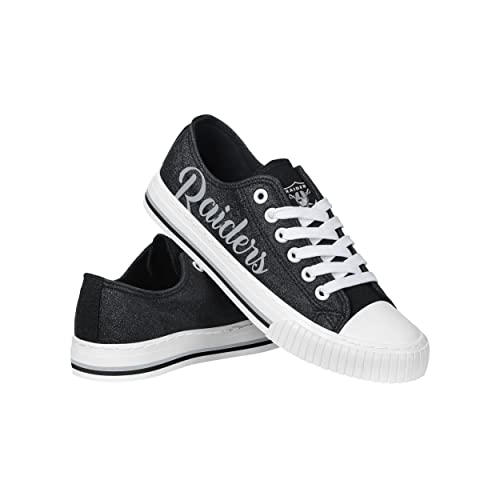 Image of FOCO Womens NFL Team Logo Ladies Fashion Color Glitter Low Top Canvas Sneakers Shoes