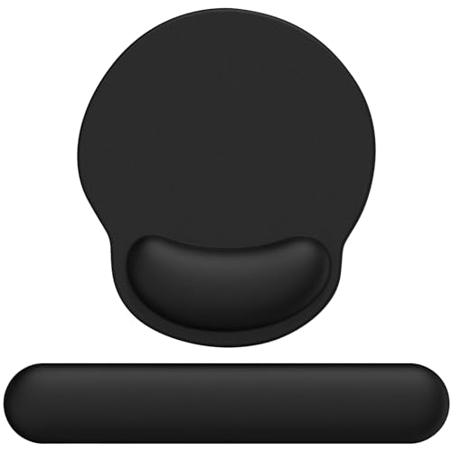 Image of eulps Mouse Pad Wrist Support, Ergonomic Memory Foam Keyboard Wrist Pad & Gel Wrist Rest Set for Computer Keyboard for Easy Typing & Pain Relief for Office & Home(Black Set)