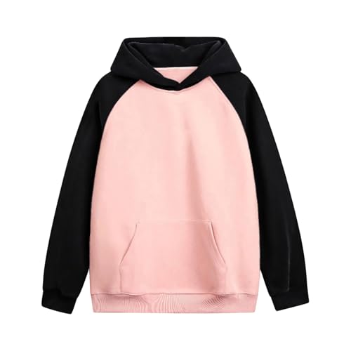 Hoodies for Men Y2k Trendy Raglan Long Sleeve Colorblock Sweatshirt Loose Casual Comfy Teen Boys Pullover with Pocket