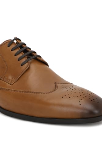 Image of Louis Philippe Men Premium Leather Breathable Lining Material Anti Slip with Heel TPR Sole Formal Derby Shoes