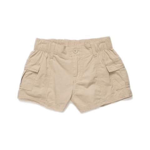 Over Kleshas Girl's Garment Washed Cargo Shorts - Elastic Encased Waistband (US, Alpha, Small, Regular, Regular, Big Girls, TAN) Cover