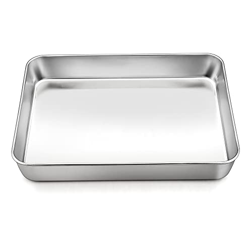 Joyfair - Pirofila da forno rettangolare in acciaio inox, 26,5 x 20,5 x 5 cm, per lasagne Brownie, sano e durevole, facile da pulire e lavabile in lavastoviglie