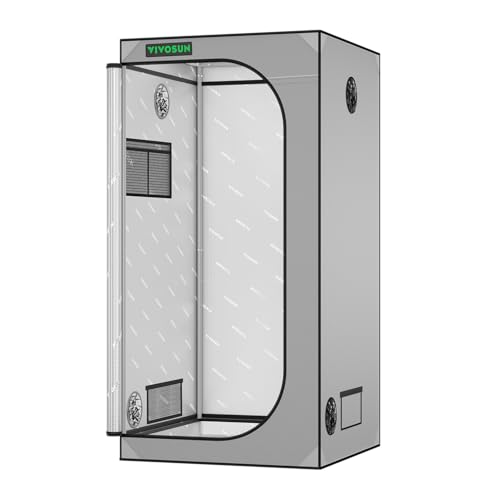Image of VIVOSUN 3x3 Grow Tent Grey 36 inchx36 inchx72 inch 19mm Poles Mylar Tent Grey | Easy View Window & Heavy-Duty Floor Tray, 100% Reflective Mylar Interior, Tool-Free Assembly for Indoor Plant Grow