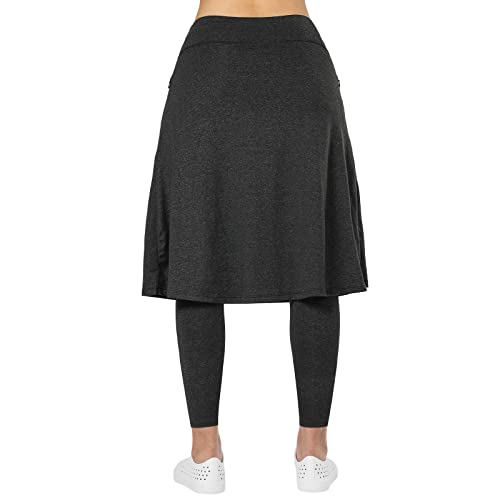 Image of Women Knee Length Skirts with Leggings,Pickleball Skirted Leggings Capris for Tennis Yoga Women Zipper Pockets