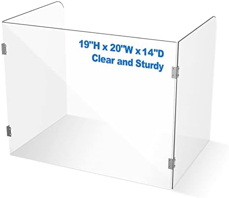 Desk Shields for Classroom - Clear Acrylic Plexiglass Barrier for Counter, Trifold Sneeze Guard for Desk, Restaurant, Table, Classroom, Teacher, Student