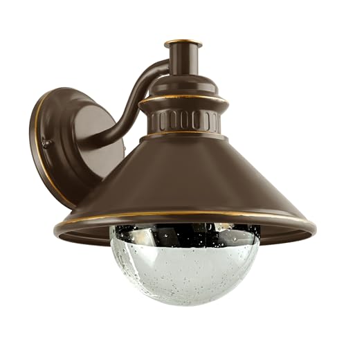 EGLO Außen-Wandlampe Albacete, 1 flammige Außenleuchte, Wandleuchte aus Stahl verzinkt, Glas: klar mit Lufteinschlüssen, Farbe: Braun, kupfer, Fassung: E27, IP44 EGLO Außen-Wandlampe Albacete, 1 flammige Außenleuchte, Wandleuchte aus Stahl verzinkt, Glas: klar mit Lufteinschlüssen, Farbe: Braun, kupfer, Fassung: E27, IP44