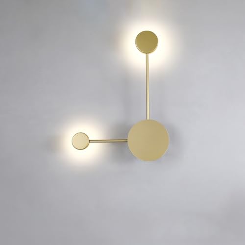 Lámpara de pared LED de luz neutra y dos cabezas doradas con difusor acrílico 1
