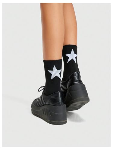 SHENHE Women's 1 Pair Star Patterned Breathable Above Ankle Cute Soft Crew Socks3