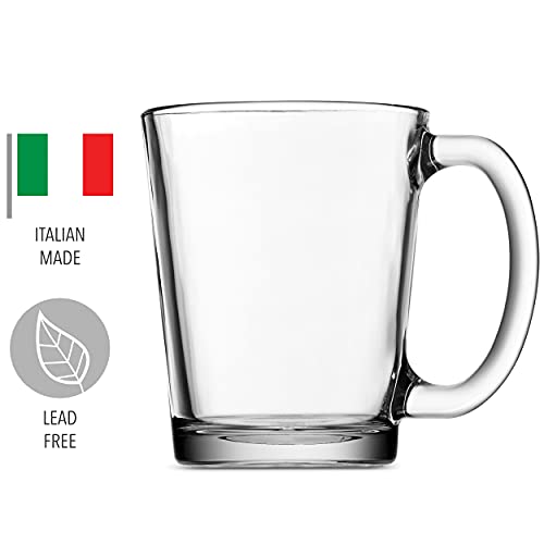 Godinger Coffee Mugs, Italian Made Glass Coffee Mug, Hot Beverage Tea Cups, Glass Cups, Drinking Glasses - 10Oz., Set Of 4 #TOP2