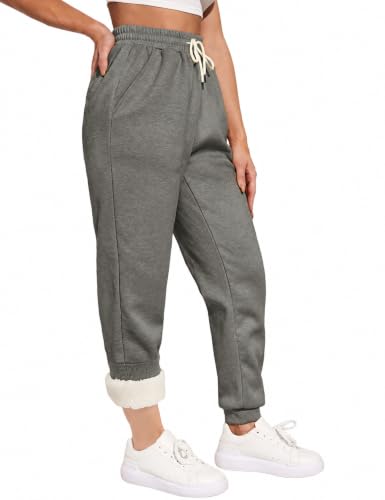 Image of Yeokou Women's Warm Sherpa Lined Athletic Sweatpants Joggers Fleece Pants