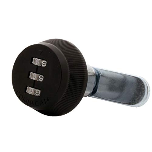 Combi-Cam Combinated Lock 7850R - Medium Black Cam Lock | Keyless 3-Dial Pick-Proof Security Lock | Metal Locks for lockers, Doors, Drawers, Cabinets, & More | Versatile, Durable, & Rust Resistant