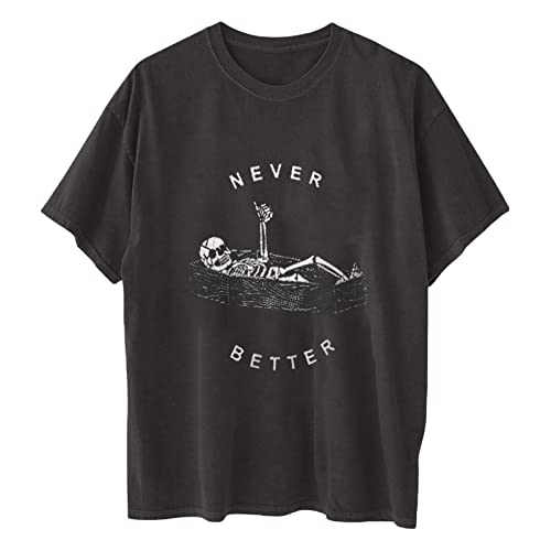 Summer Y2k Tops for Womens, Casual Vintage Short Sleeve T-Shirt, Girls Oversize Loose Round Neck Elastic Tee2