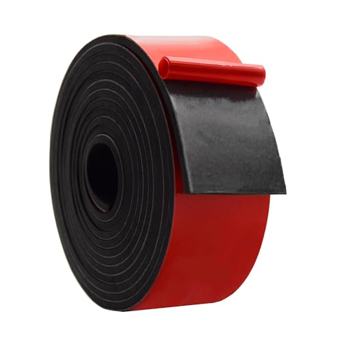 DOBTIM Solid Neoprene Rubber Strips with Adhesive Backing 1/8 (.125)" Thick x 2" Wide x 10' Long, Self Adhesive Rubber Sheets, Rolls &amp; Strips for DIY Gaskets Crafts Pads Seals Warehouse Flooring